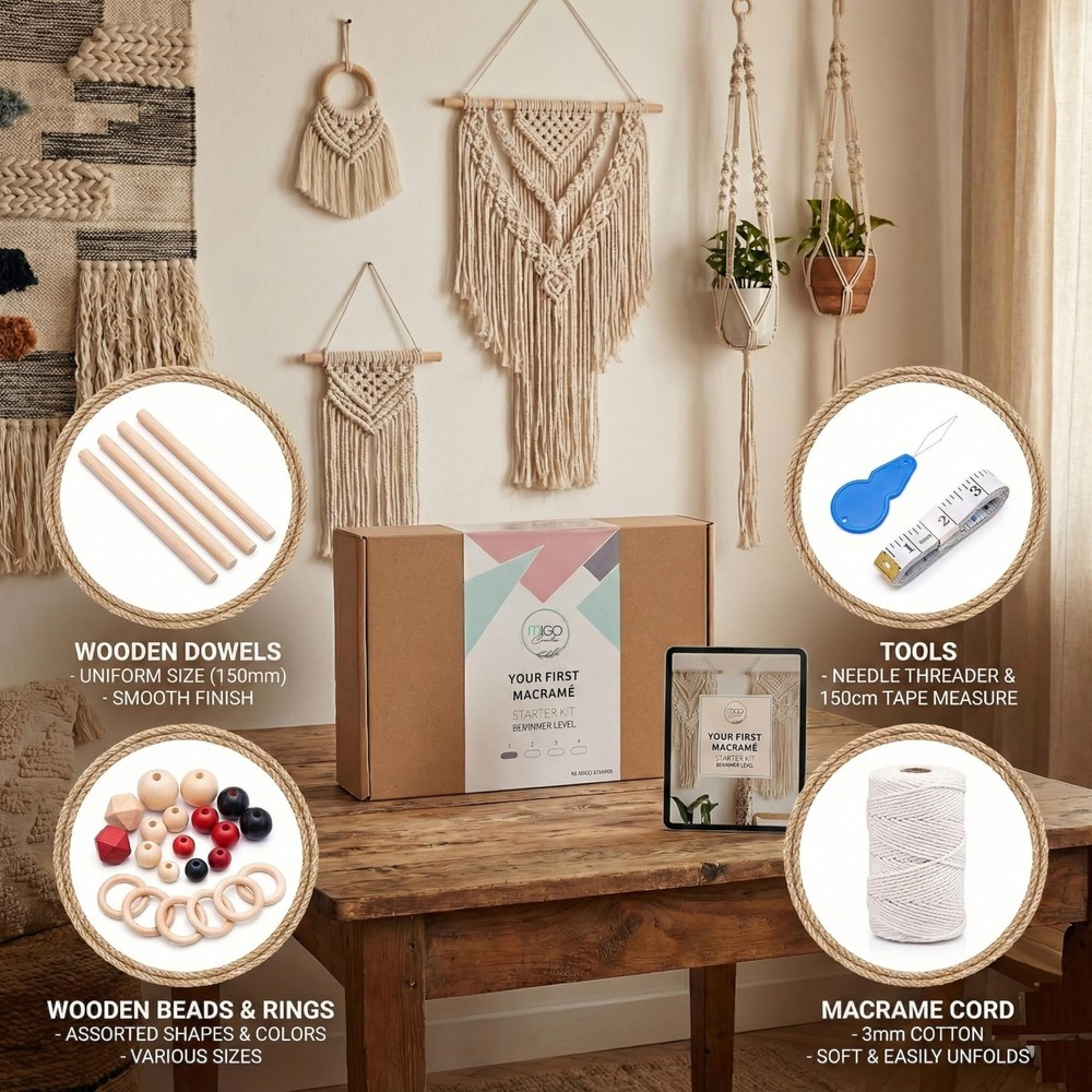 Macrame Kits for Adults Beginners with 126 Macrame Supplies and 7 Projects E-...