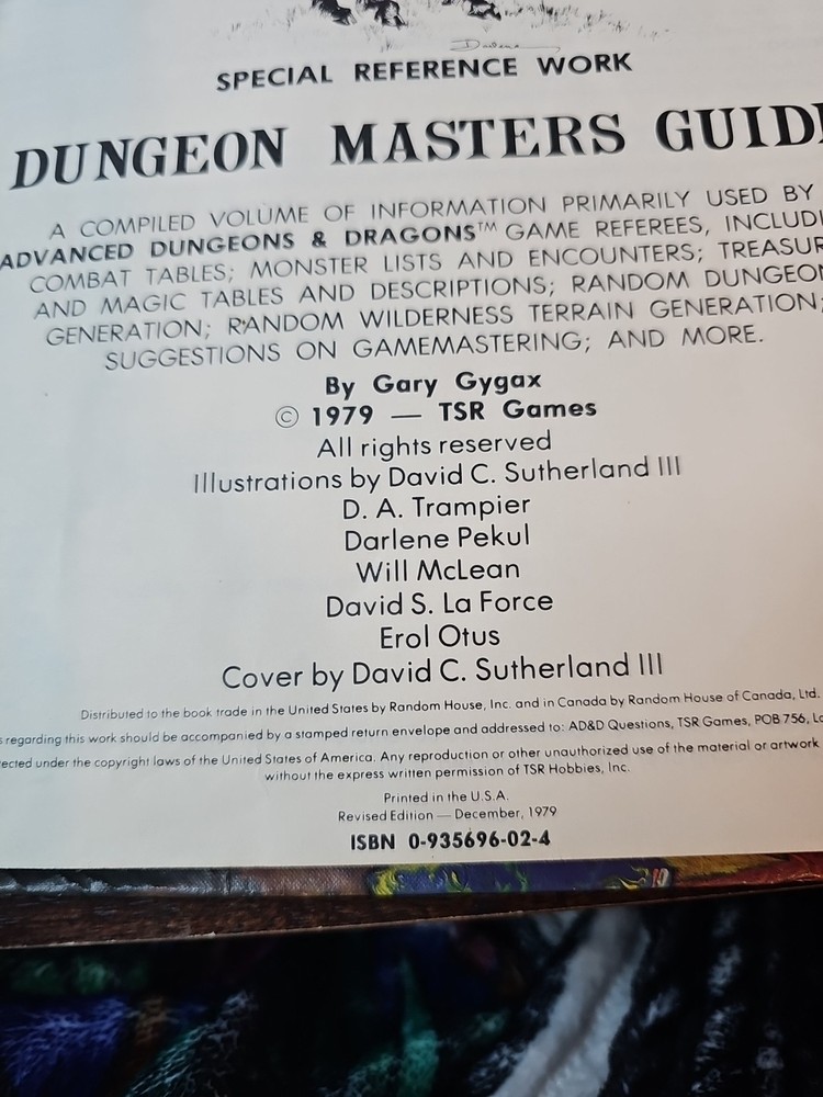 Advanced D&D, Dungeon Masters Guide, Revised Ed. Dec. 79