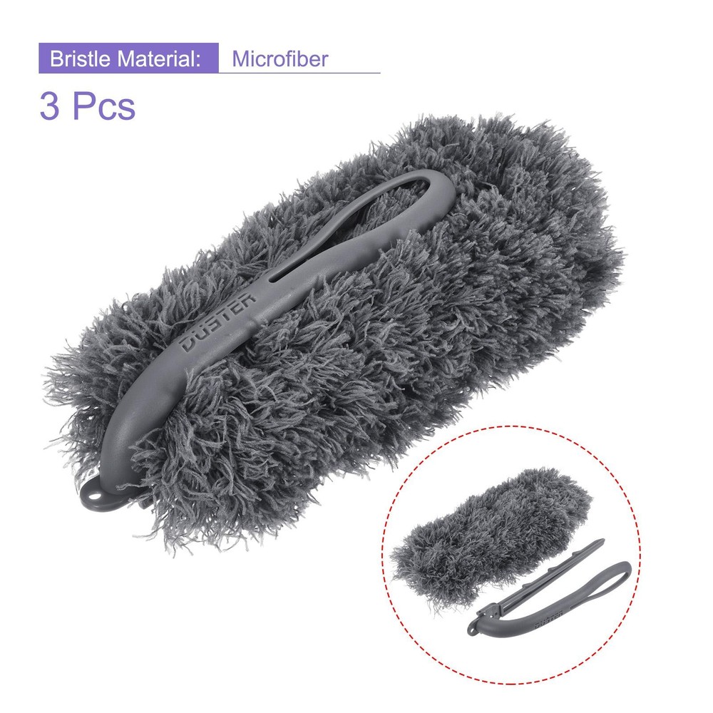 Microfiber Dust Reusable Feather Dust, Grey, 3pcs