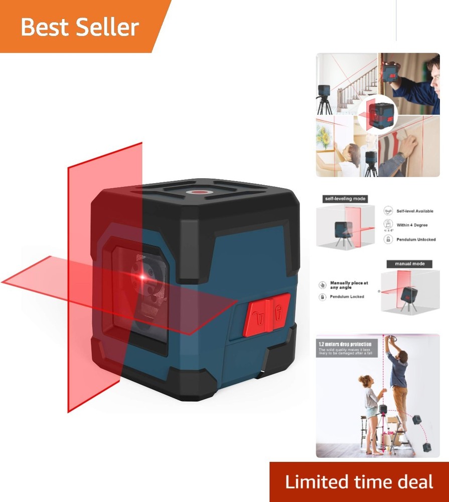 Precision Red Laser Level Tool with Carrying Case & Self-Leveling Function