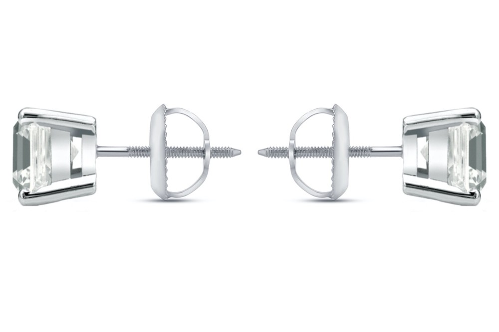 3 Ct Cushion Lab Created Grown Diamond Solid 950 Platinum Earrings Studs Screw