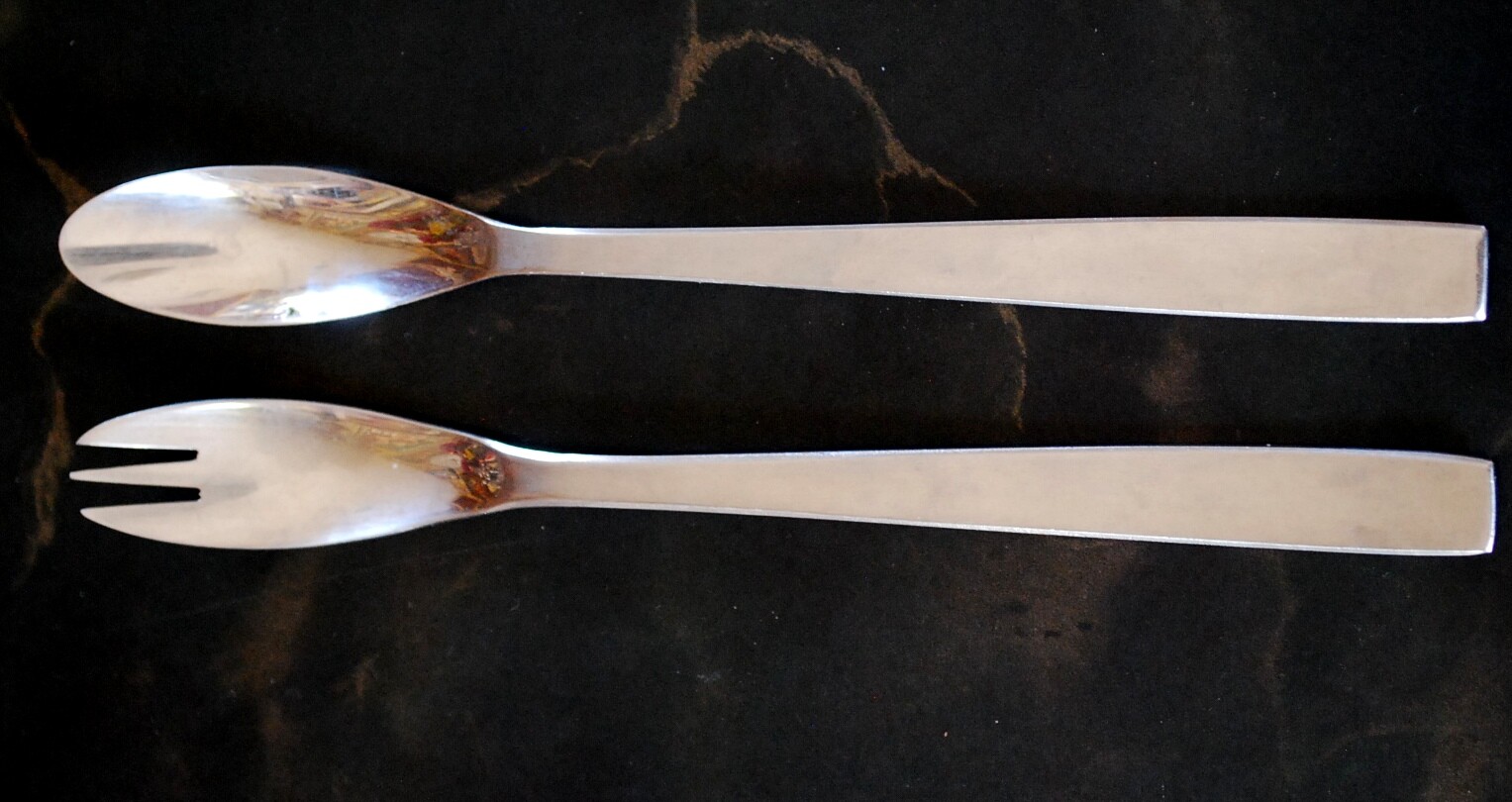 INDIVIDUAL HORS d'OEUVRES SET Vintage MODERN Amboss Austria Stainless Fork Spoon