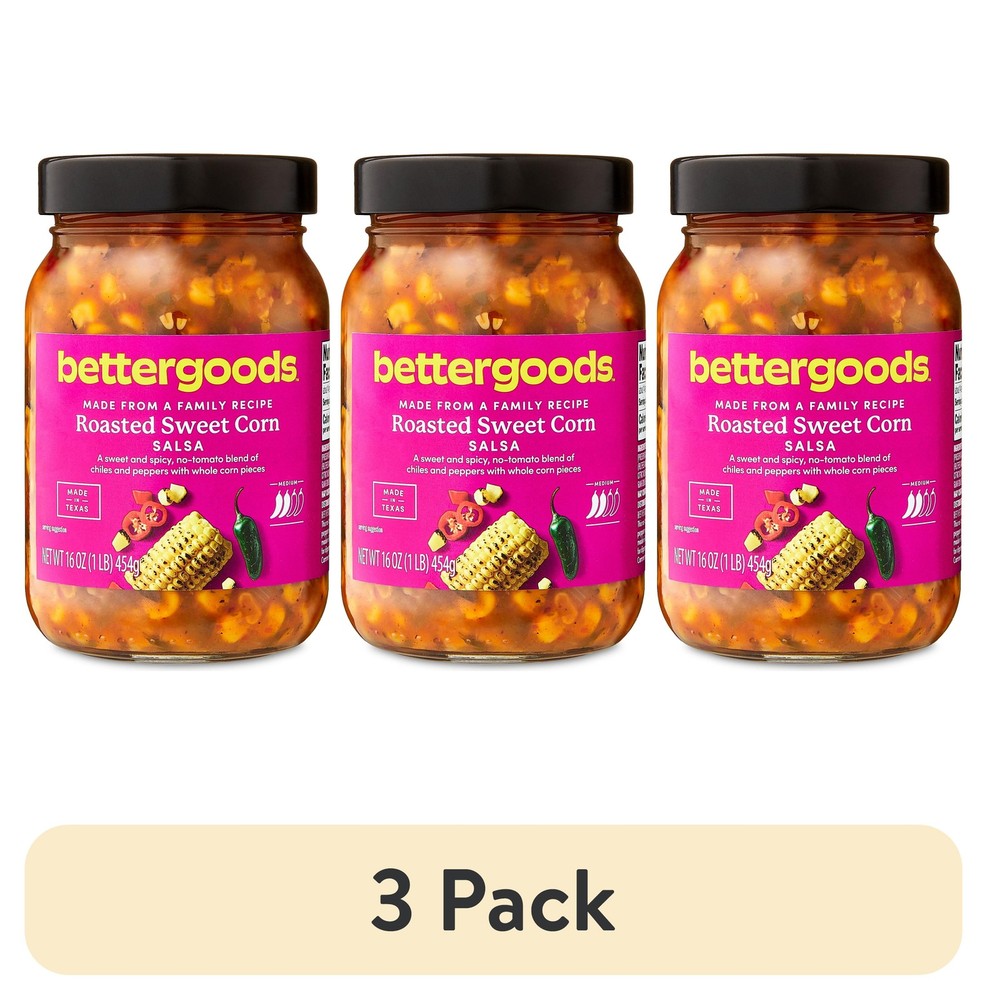 (3 pack) bettergoods Roasted Sweet Corn Salsa, Medium, 16 oz, Jar