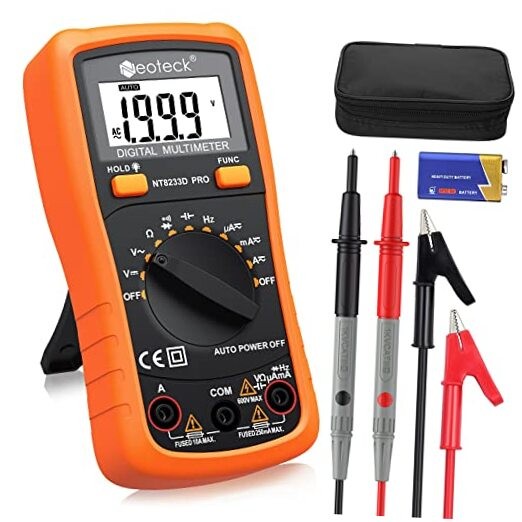 Auto Ranging Digital Multimeter AC/DC Voltage Current Ohm Capacitance Orange
