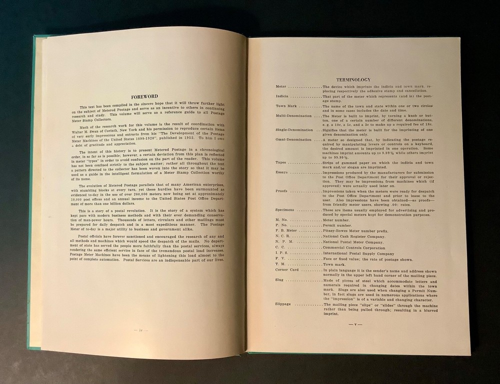 HISTORY AND EVOLUTION OF METERED POSTAGE by William K. Thomas APS 1962 HC