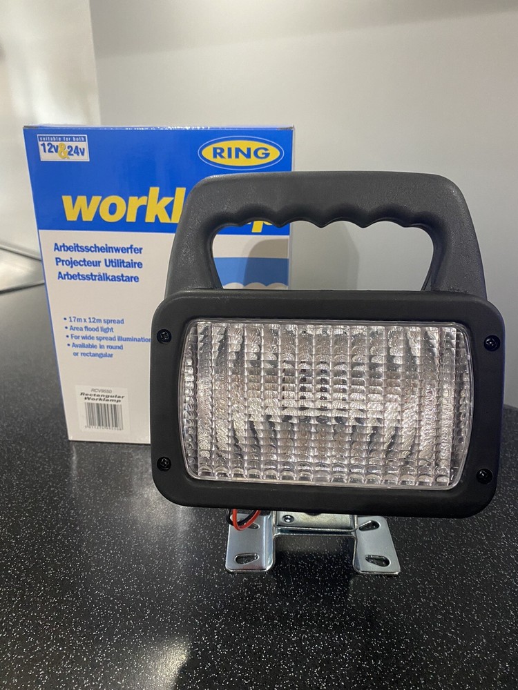 RING SWITCHED WORKLAMP 12/24 VOLT RECTANGULAR HALOGEN BRIGHT/LONG BEAM HANDGRIP
