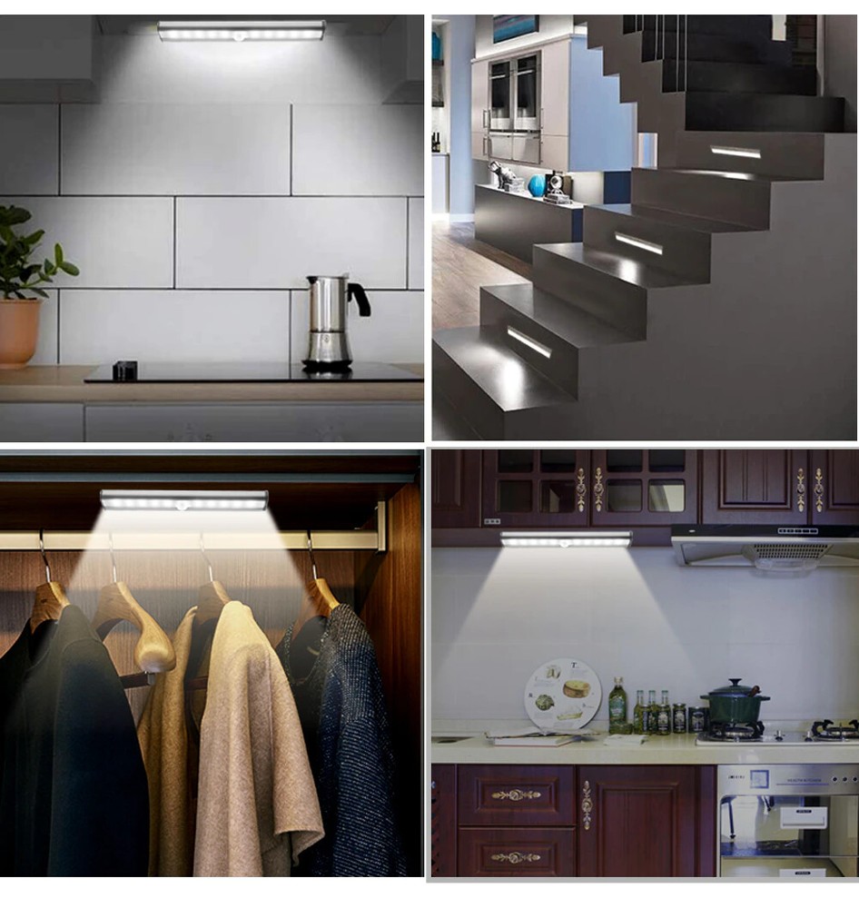 Wireless Motion Sensor Under Cabinet Closet LED Light Kitchen Counter Night Lamp