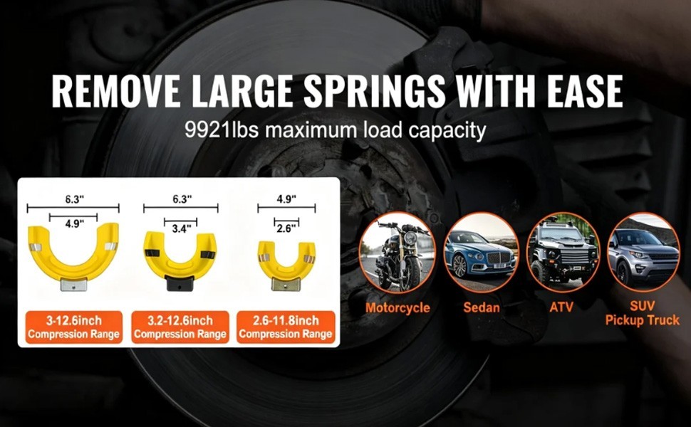 MacPherson Strut Spring Compressor Kit 4500kg Coil Spring Tool w/ 3 Yokes