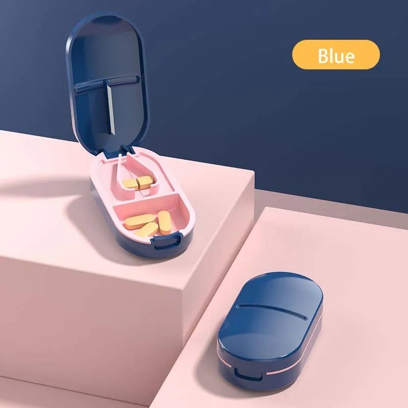 New PILL CUTTER Splitter Half Storage Compartment Box Medicine Tablet Holder