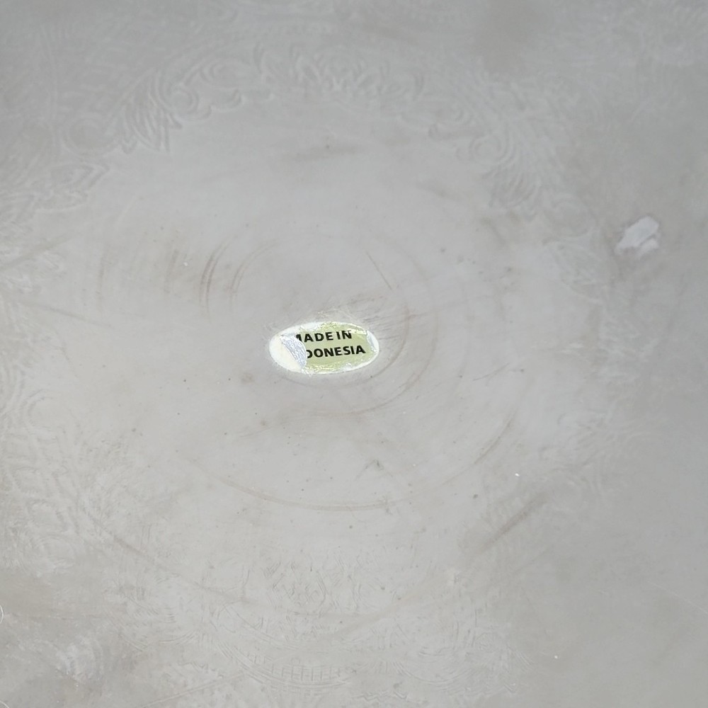 Silver-Plated Round Etched Platter with Textured Edge