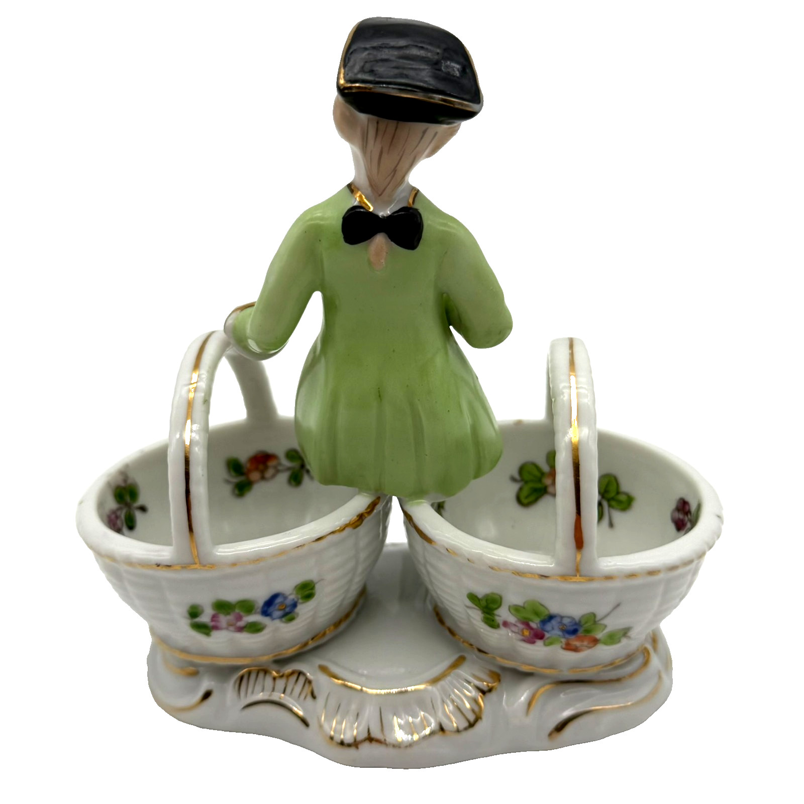 Andrea by Sadek Double Basket Porcelain Figurine Salt Cellars Occupied Japan