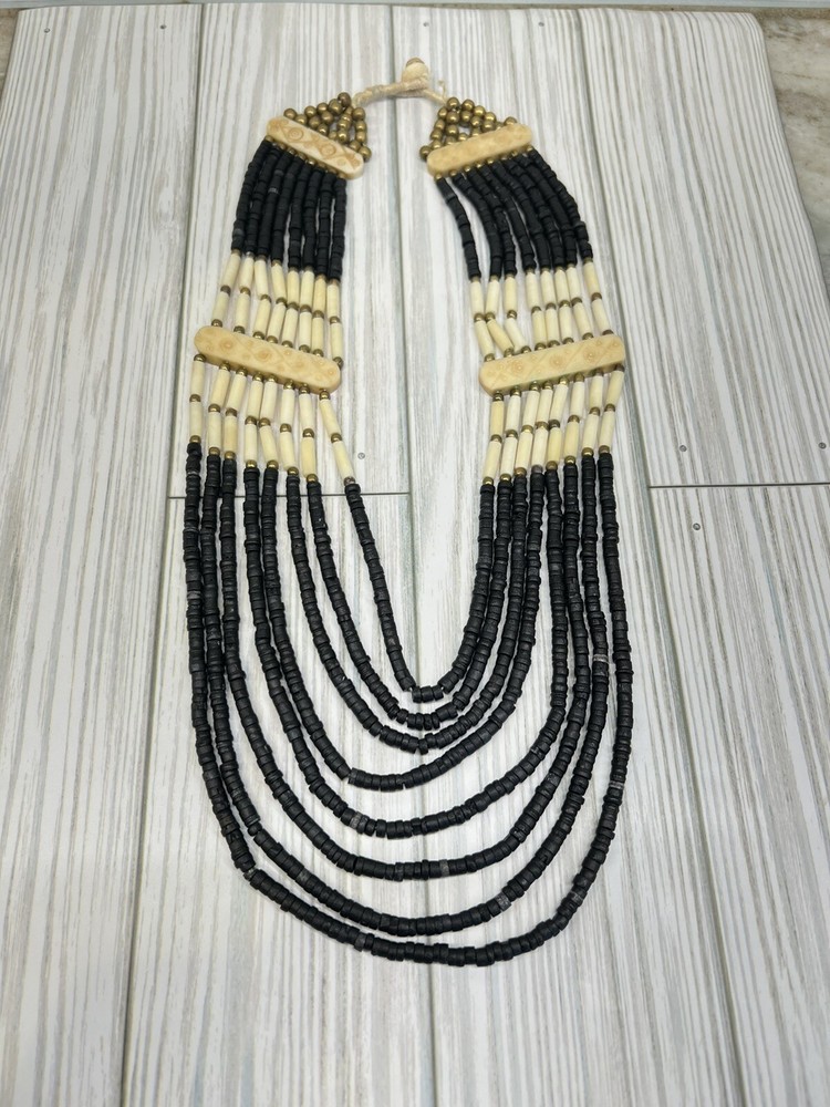 Necklace Ethnic Beaded Multi-strand Carved Elements