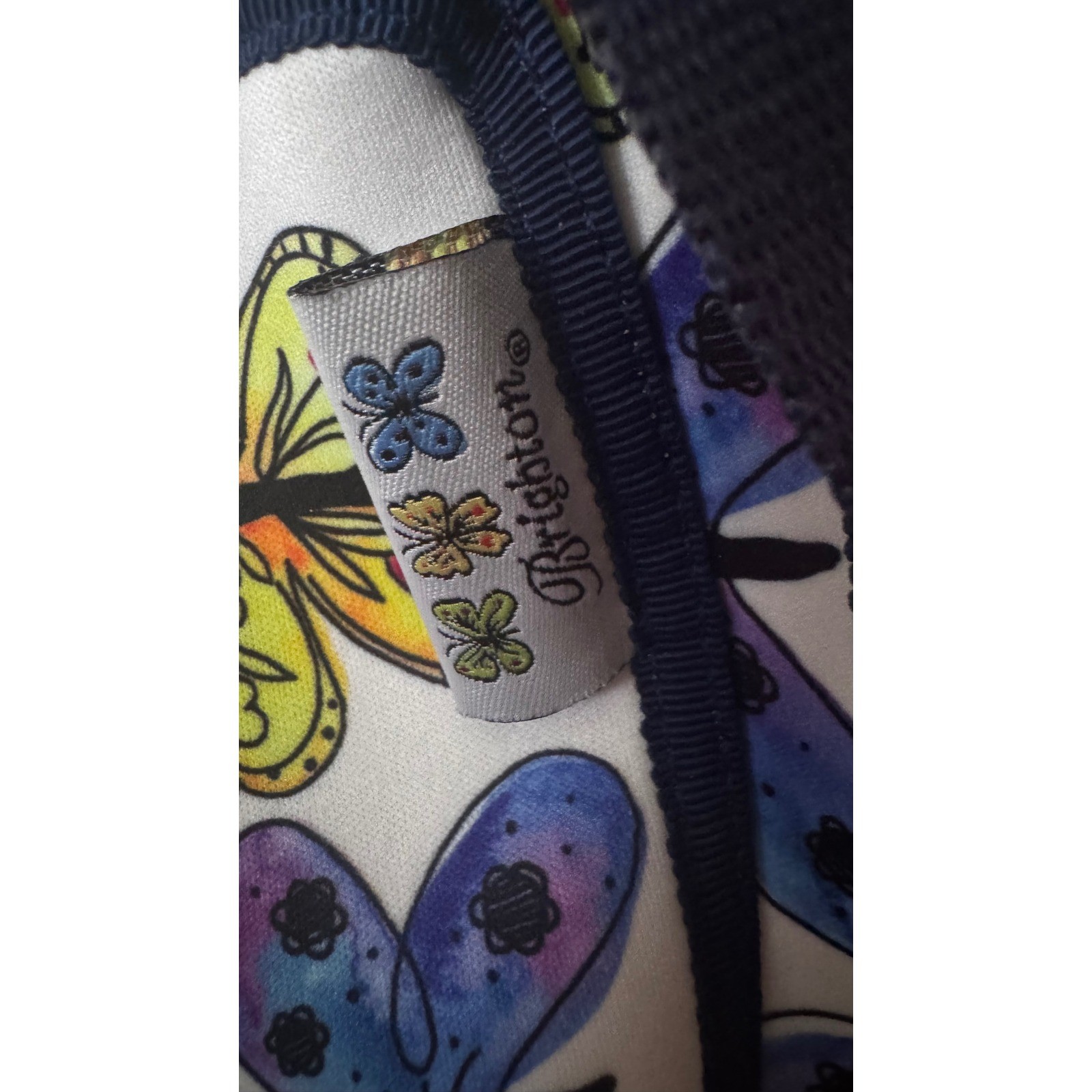 Brighton Butterfly Print Water Bottle Holder Crossbody Bag Multicolor 7x3" EUC
