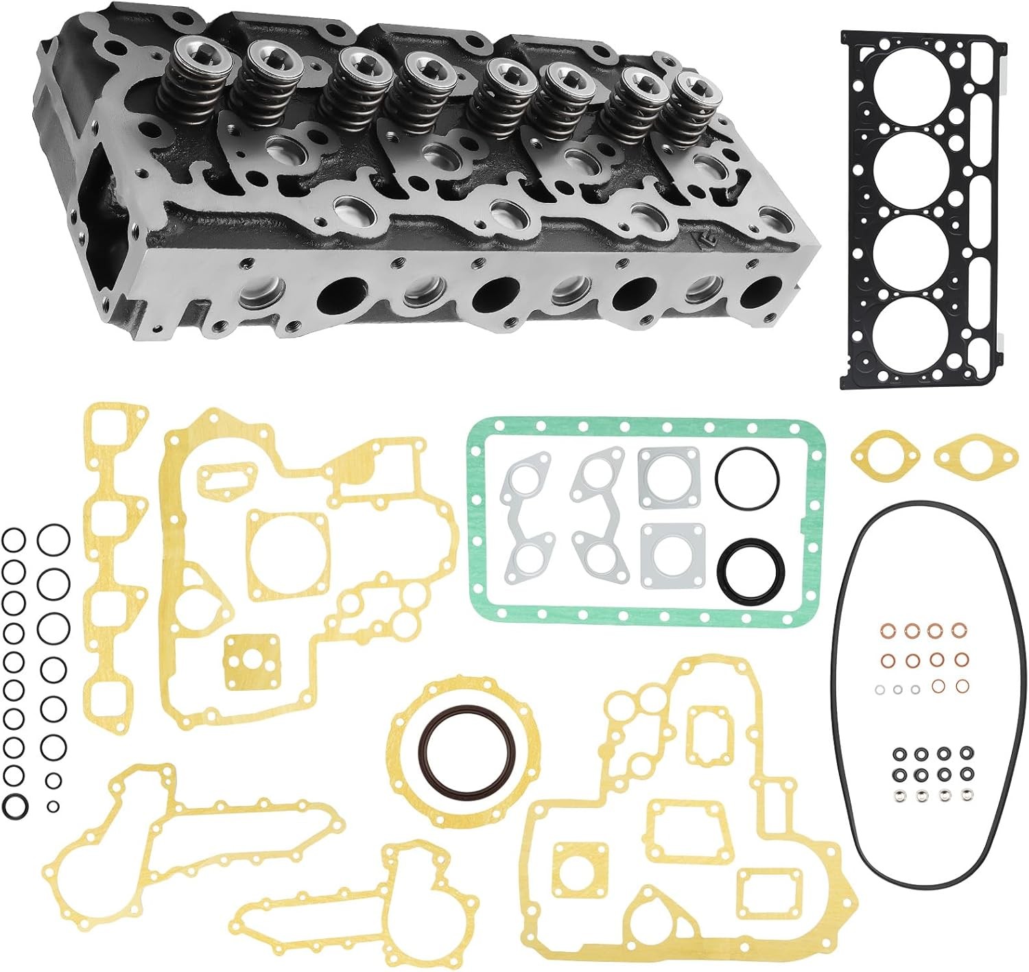 Complete Cylinder Head & Full Gasket Kit For Kubota V2203 Bobcat 773 753 7753