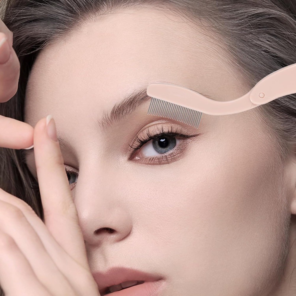 Folding Eyelash Comb and Separator Tool, Eyelash Makeup Brush for Separating and