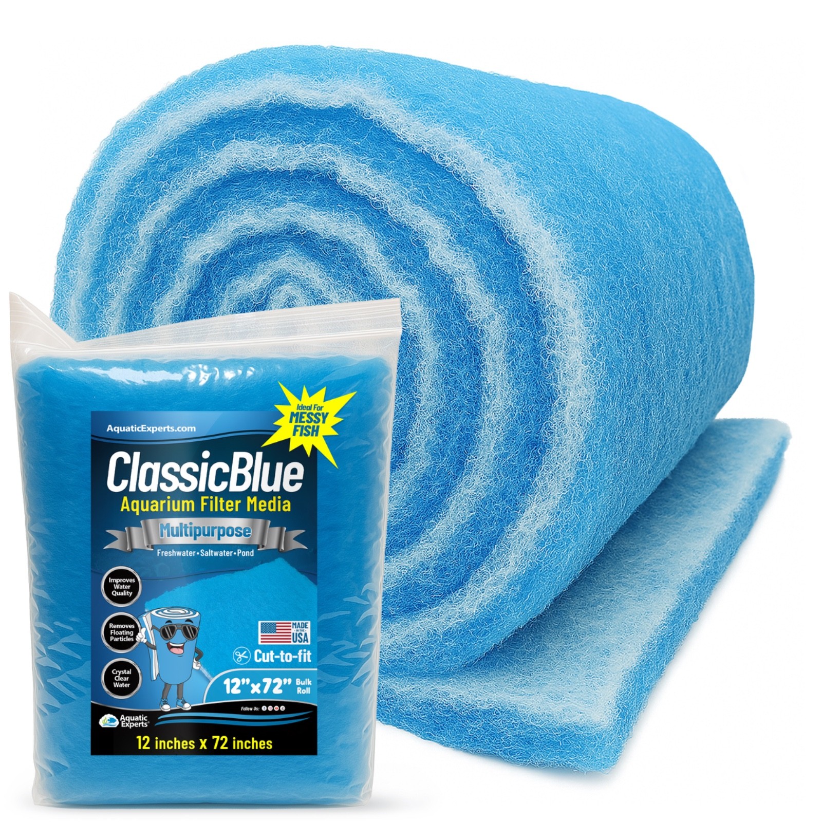 Aquatic Experts ClassicBlue Aquarium Filter Pad for Fresh & Saltwater .75" Thick