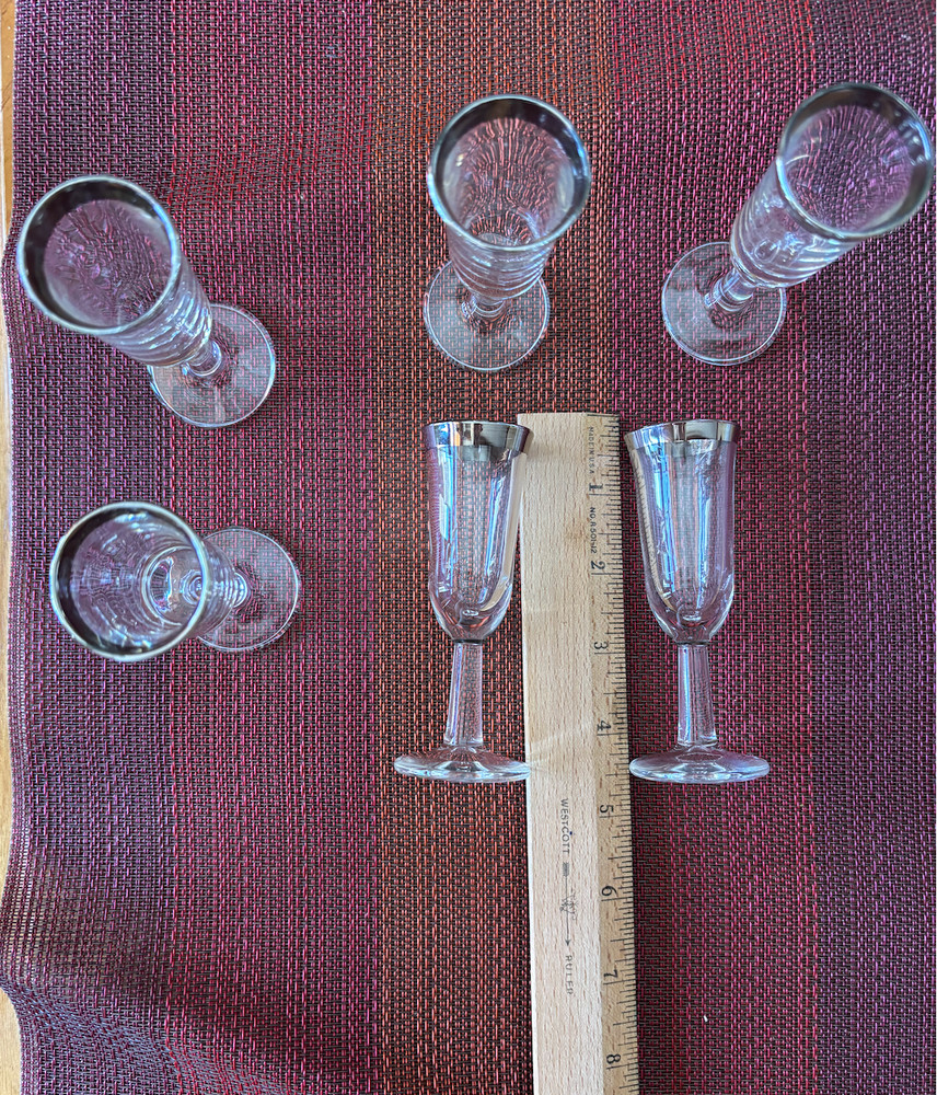 Cordial Glasses featuring sterling silver rims