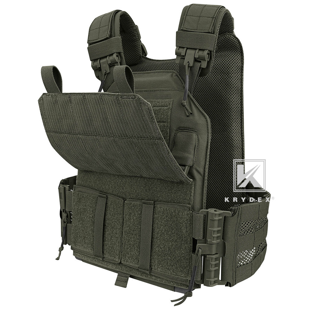 KRYDEX Plate Carrier Tactical Vest Quick Release & Laser Cut MOLLE Panel w/ Clip