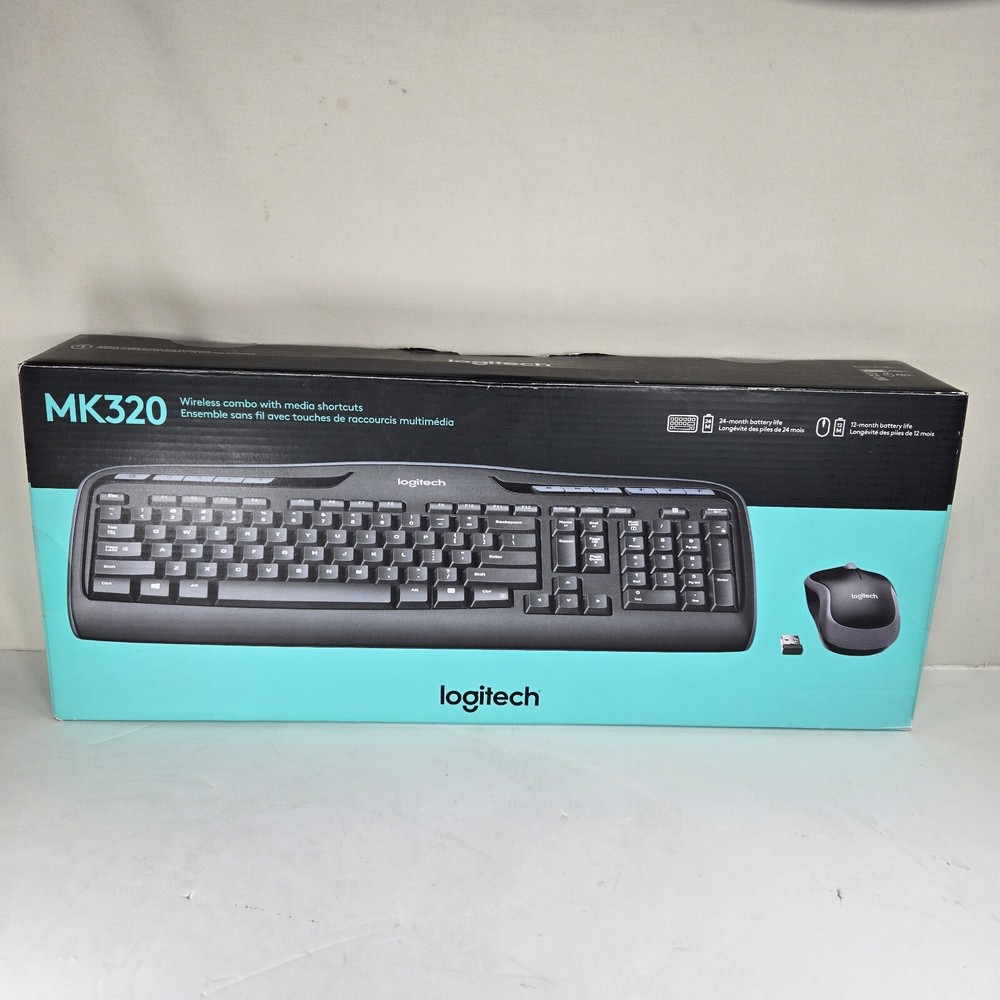 Logitech MK320 Wireless Keyboard Mouse Combo New Open Box Black Windows Chrome