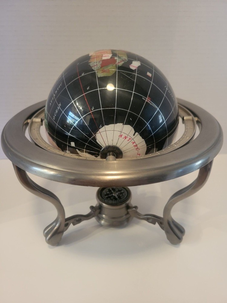 Alexander Kalifano Gemstone Globe Blue Lapis on a silver base with compass