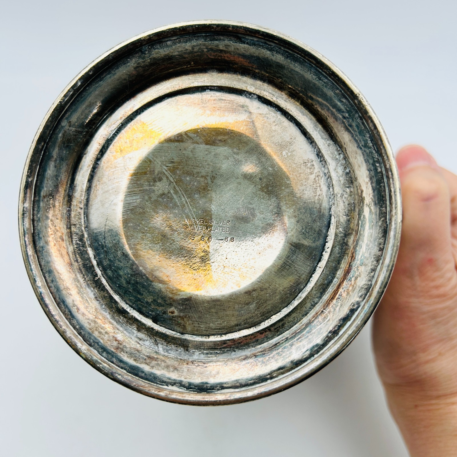 Art Deco Hammered Nickel Silver Plated Cocktail Martini Shaker Cork Lid Cap VTG