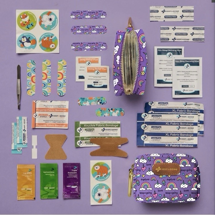 Keep Going First Aid Mini Kit (60 Pieces) Purple Rainbow Brand New