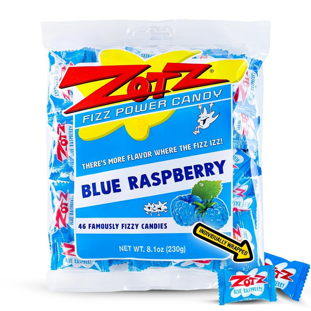 Fizzy Old Fashioned Hard Candy Fruit Flavored Blue Raspberry Candy, Individua...