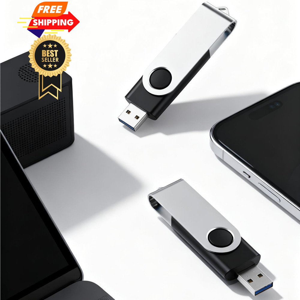 3 Pack 32GB USB Flash Drive with Type C Adapter and Storage Box 3-Pack