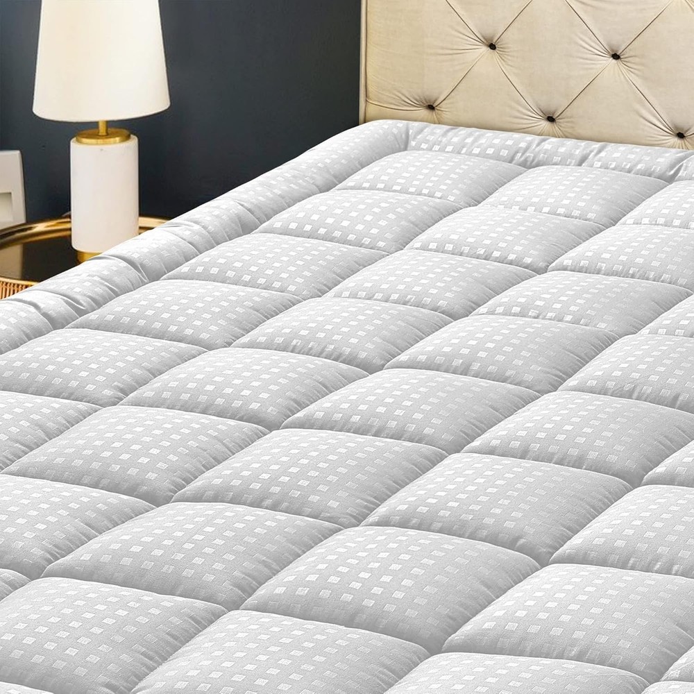King Fitted Mattress Pad - Cooling Quilted Protector with Soft Microfiber Touch