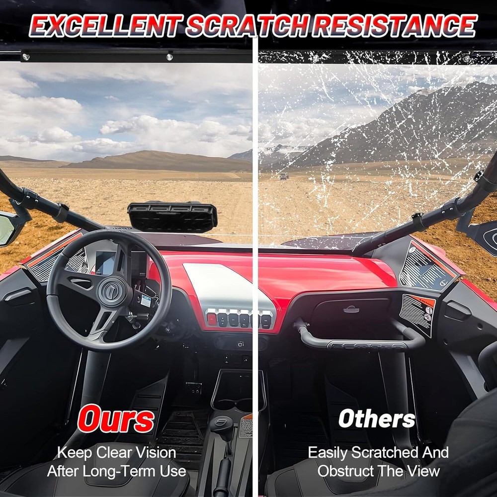 For CFMOTO ZForce 950 Sport Scratch Resistant Full Windshield with Vented Window