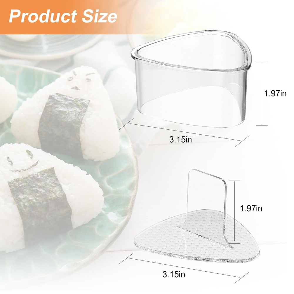 2PCS Clear Onigiri Rice Ball Mold Makers,Triangle Large,