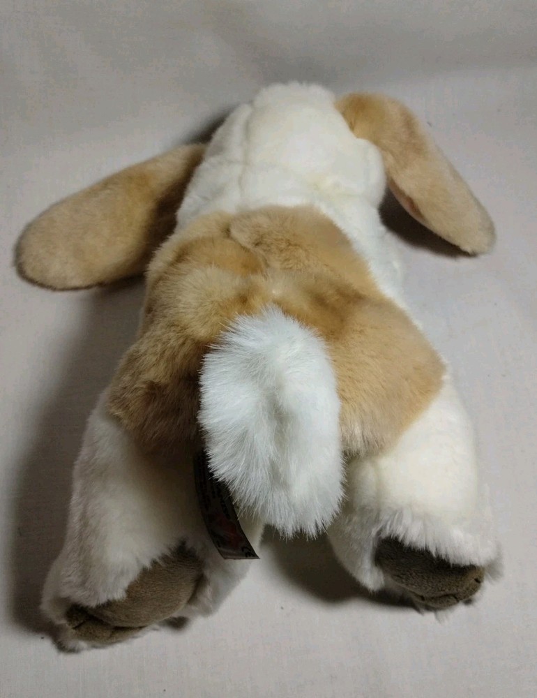 FOLKMANIS STANDING LOP RABBIT PUPPET WHITE BROWN FLOPPY EARS HAND PUPPET, EUC