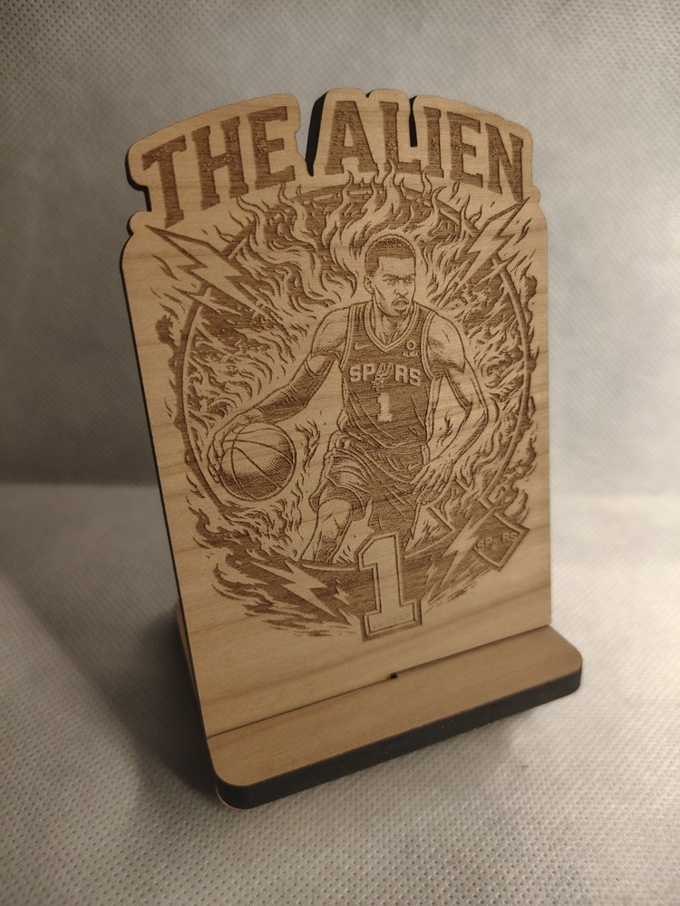 NBA Player Custom Engraved Cherry Veneer Card Display Stand (Choose Player)