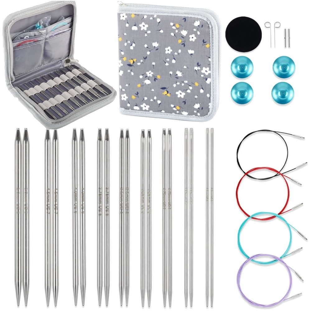 Lace-Tip Interchangeable Knitting Needles with Versatile Cable Options