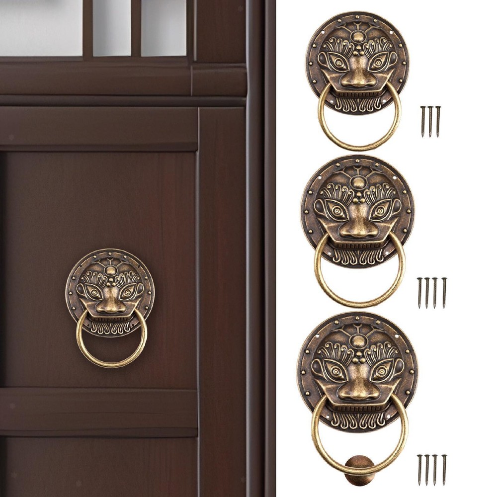 Lion Head Door Knocker Gate Knocker Hardware Classical Brass Sturdy Accessories