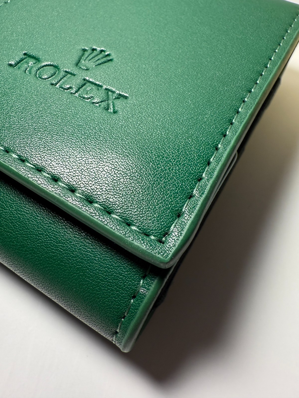 Premium Genuine Green Leather Travel Pouch – Service Center Edition