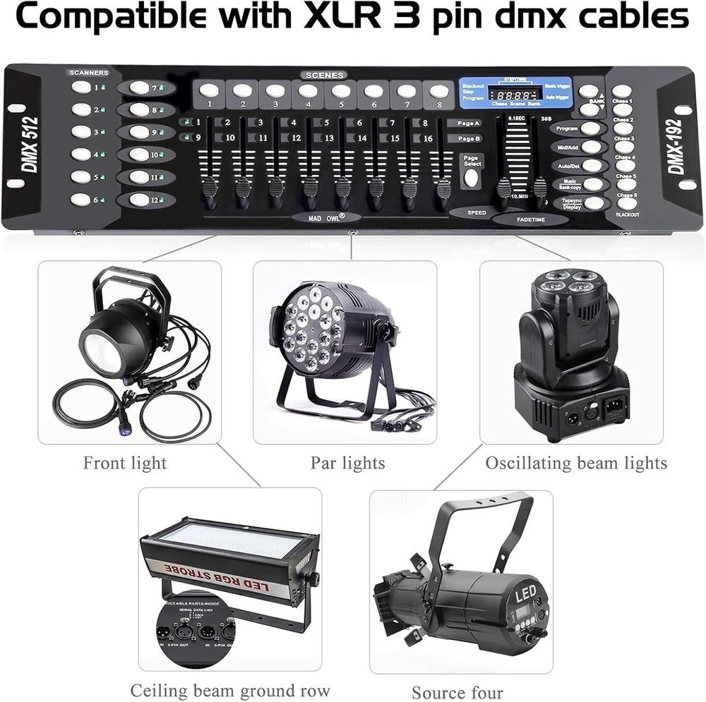 DMX512 Light Controller 192 Ch with Cables