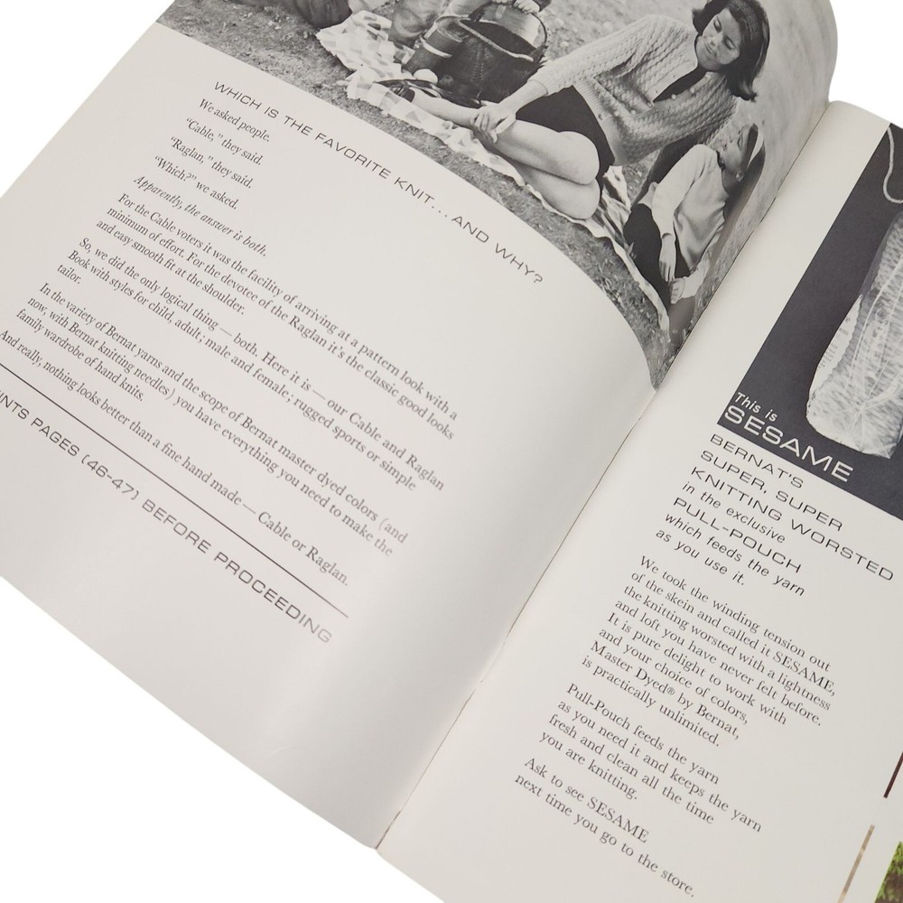 Vintage Bernat Cables & Raglans Knitting Pattern Book