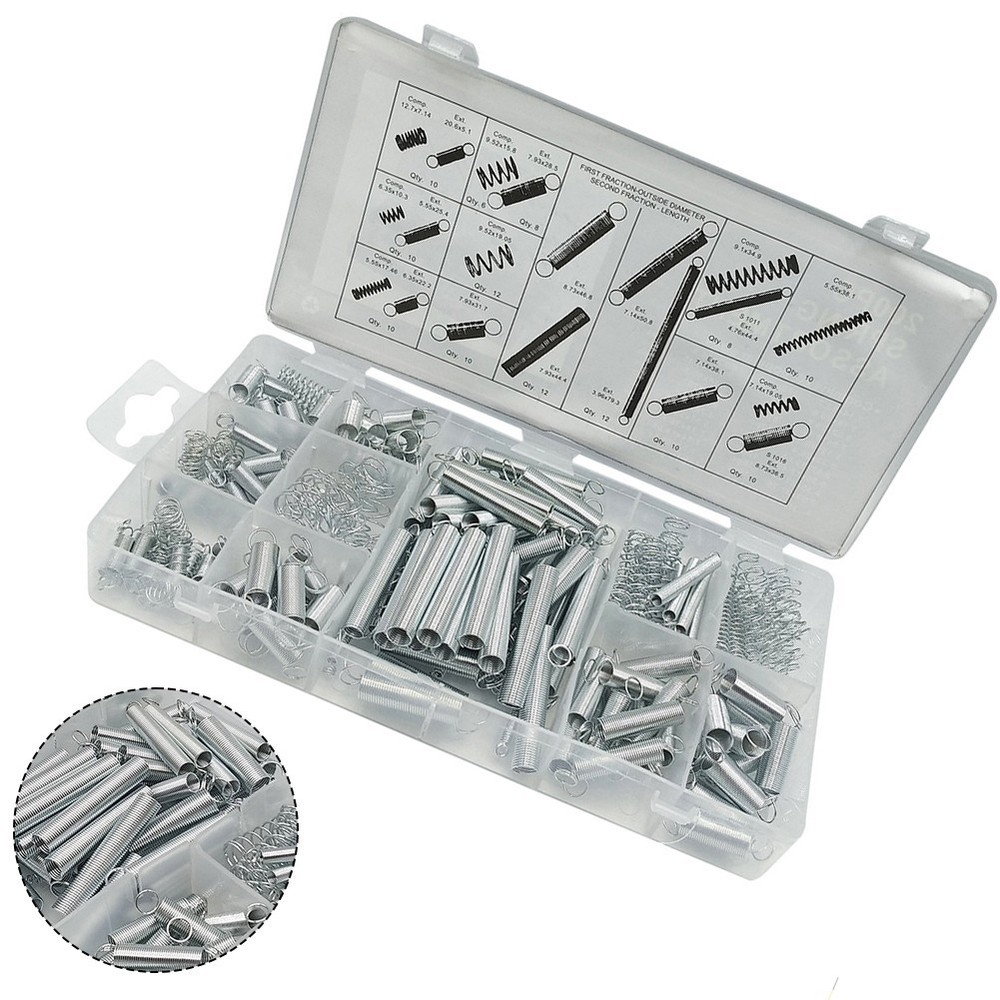 200 PCS Metal Compression and Tension Spring Set for Mechanical Devices