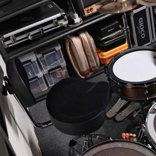 GIOCO Drum Throne with Backrest, 4" Padded Stool, X-Large, Black