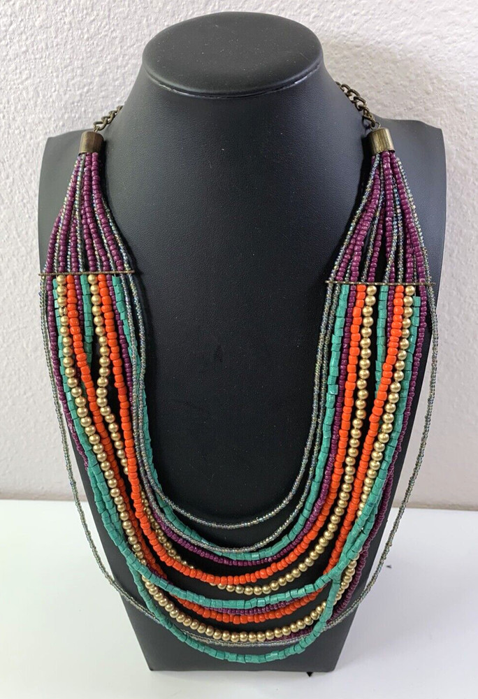 Boho  MULTI STRAND BEADED NECKLACE MUTLI COLOR