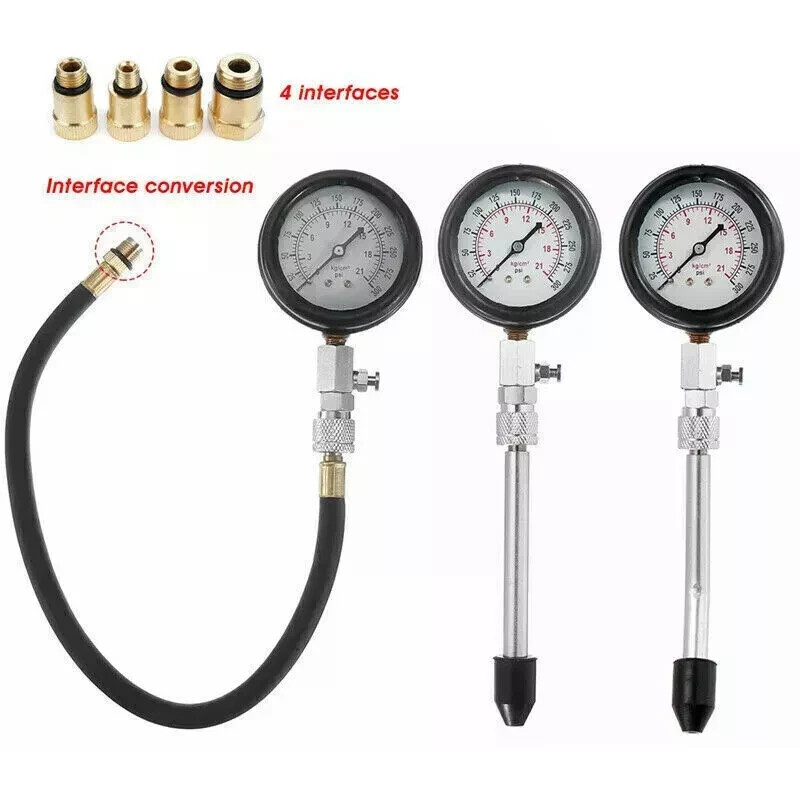 Engine Cylinder Compression Gauge Tester Kit Gas Engine Diagnostic Testing Tool.