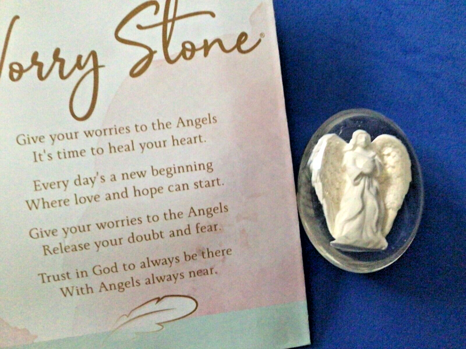 Angel Light Pocket Stone Token By Angel Star Worry Stone Protection Gift Bag