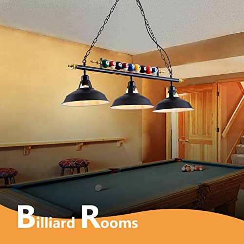 3-Light Billiard Pool Table Lights Hanging Over Pool Table Black Matte Metal