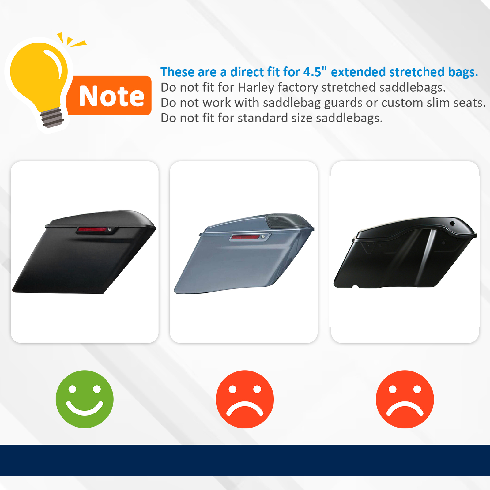 Stretched Extended Side Cover Panel Black For Harley Touring FLT FLH 2014-2024