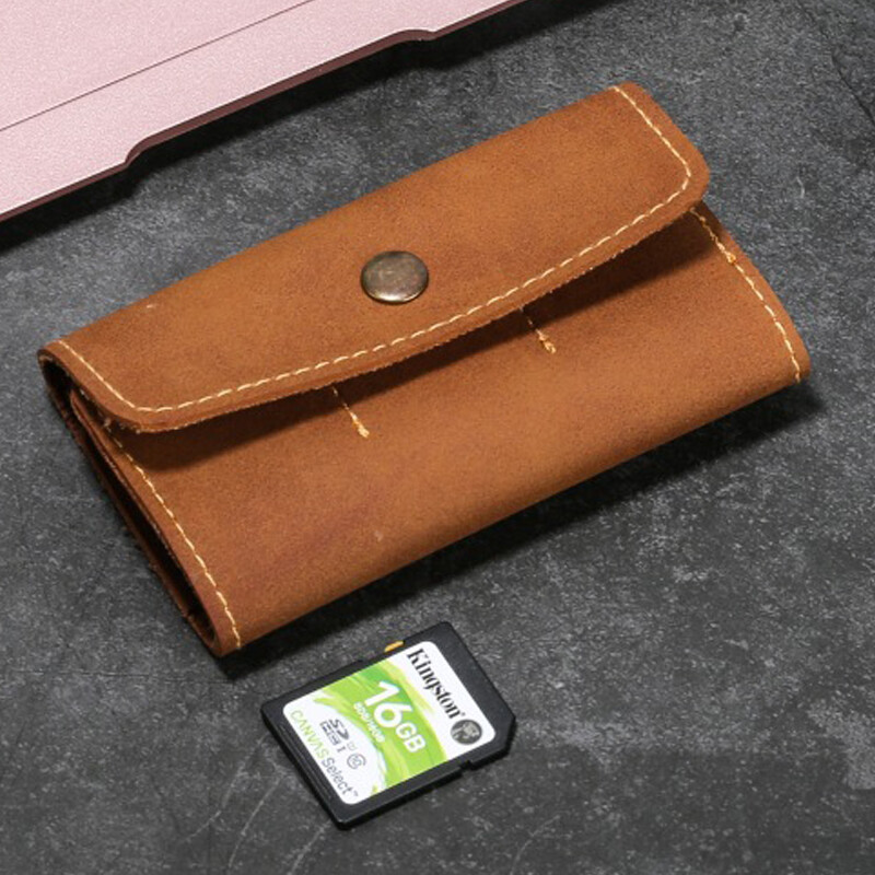 PU Memory Card Holder Case Portable 6 Slots Memory Card Bag for CF SD SDHC