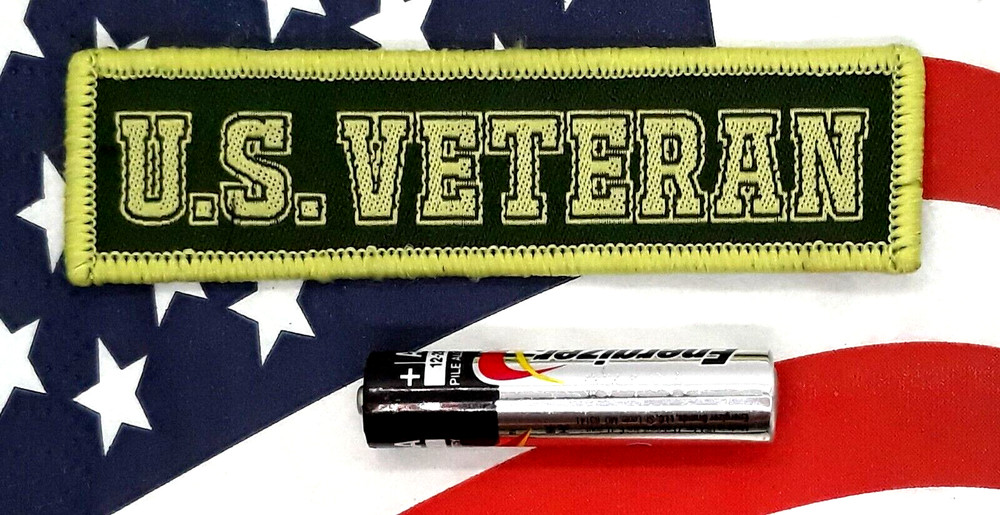 U.S. Veteran - Morale Patch Subdued Green Hook & Loop Application 3"x 1"