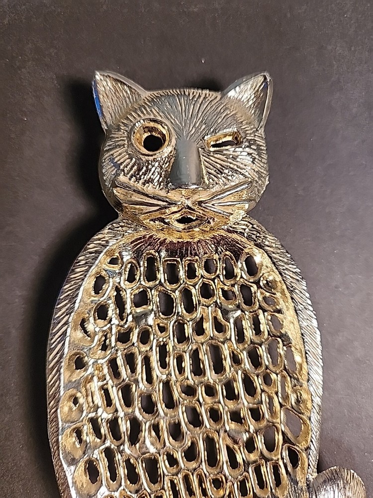 Winking Cat Goldtone Kitty Kitten Trinket Dish