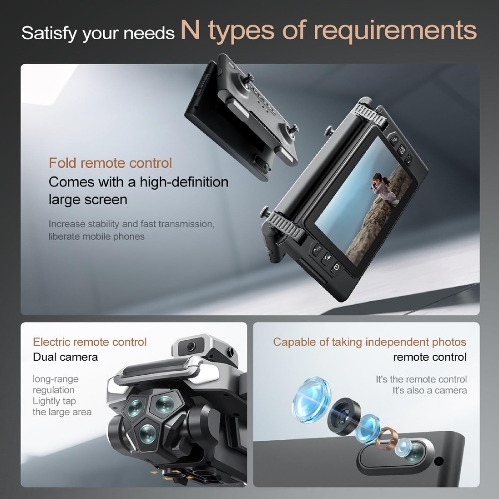 M66 Drone with New Foldable Remote Control with Screen, Two-batteries, Brushl...