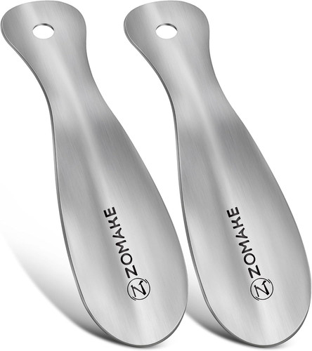 ZOMAKE Metal Shoe Horn, Small Travel Shoehorn for Men Women Kids,7.5'' 2 Pcs